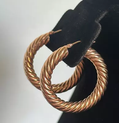 Milor Italy Bronze Hoop Earrings Women's Classic Fashion Jewelry Rose Gold COLOR • $24.99