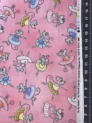 Ballerina Mice On Pink Timeless Treasures Cotton Fabric 1/2 Yard - New • $6.95