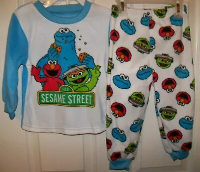 Cookie Monster Elmo Flame Resist Toddler 2 Piece Long Pajama PJ Boys 2T NWT • $19.57