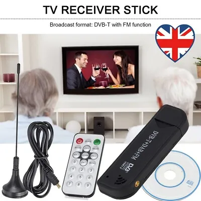 Mini USB 2.0 Digital TV Stick Wireless Radio Dongle DVB-T DAB FM Antenna Tuner • £15.59