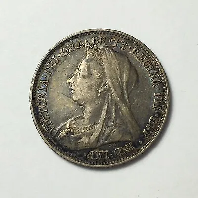 1900 Great Britain 6 Pence. Vf/xf Type -0.925 Silver- Queen Victoria Coin • $50