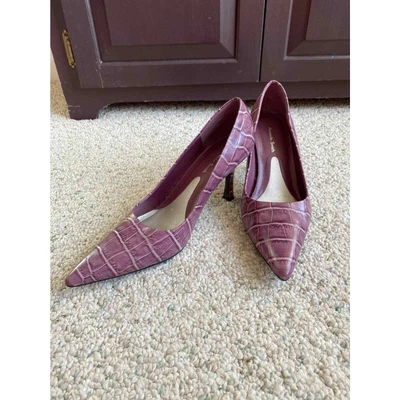$33.75 • Buy Retro Look Amanda Smith Purple Leather Pumps US 7.5M Shoes Moc Croc Pointy Toes