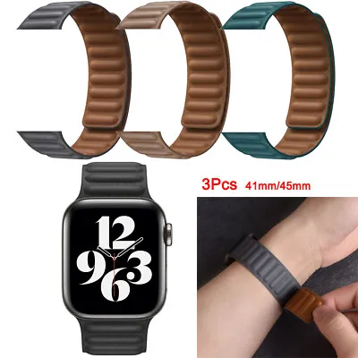 £7.99 • Buy Magnetic Leather Link Band Replacement Strap For Apple Watch Series 7 41mm 45mm