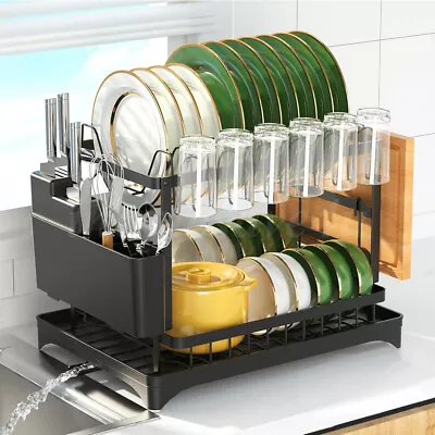 2 Tier Dish Drying Rack Over The Sink Dish Rack Above Kitchen Shelf Dish Drainer • $40.59