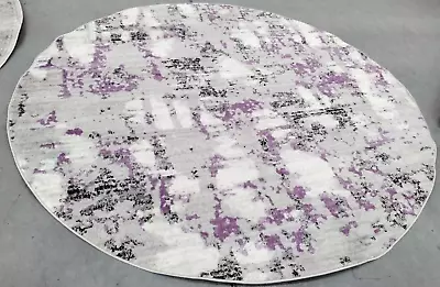 GREY / PURPLE 8' X 8' Round Back Stain Rug Reduced Price 1172729966 SKY193R-8R • $82