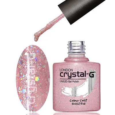 Crystal-g - D16 Baby Pink Diamond Glitter Shimmer Uv Led Gel Nail Polish Varnish • £3.40