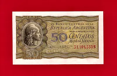 RARE 50 CENTAVOS MONEDA NACIONAL 1952 ARGENTINA UNC NOTE (Pick-261a.1) Series B • $9.87