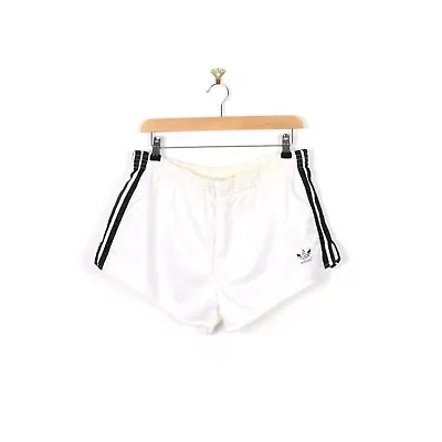 Adidas Vintage Running Shorts White Black West Germany Mens D6 F90  To Fit M / L • £49.90