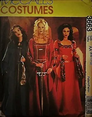 £28.39 • Buy McCalls Sewing Pattern 3663 Misses Medieval Gowns Dress Costumes Size 6-12 UC