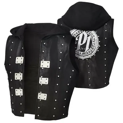 Wwe Aj Styles Hooded Black Leather Jacket Vest • $99.99