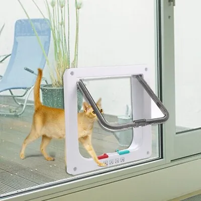 Pet Door For Cat &Door 4 Way Locking Small - Extra Large Dog Cat Flap Magnetic • £11.79