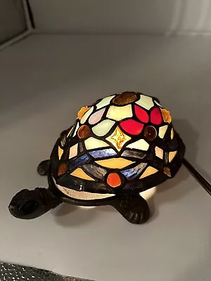 TURTLE Tiffany Style Table Accent TV Lamp Stained Mosaic Glass Cast Iron 8 L • $30