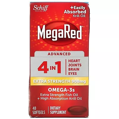 MegaRed Advanced 4 In 1 Omega-3s Extra Strength 900 Mg 40 Softgels • $33.74