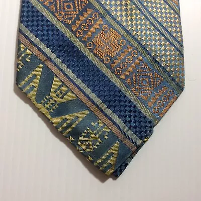 Vintage MENS TIE NECKTIE 4 In  Blue Pink Tan White • $13.48