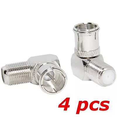 4 PACK F-Type Quick Connecter Right Angle 90 Degree M/F Coax TV Push-On Adapter • $7.89