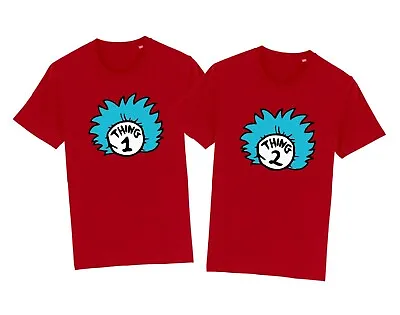 THING One THING Two Couples Matching Costume T-Shirt Funny Cat Twins Dr. Seuss • £9.99