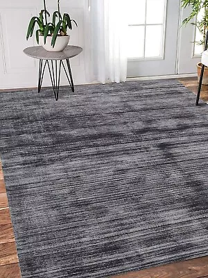 Rug Hand-Loom Luxurious Viscose Carpet Color Gray Ultra-chic Carpet Hand-Woven • $59.50