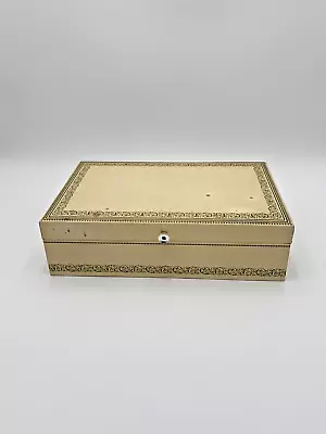 Vintage Mele Jewelry Box - Cream With Blue Interior 12.5x8x3.5 • $35