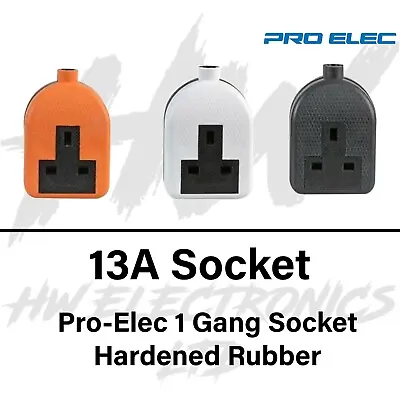 13 Amp Pro Elec 1 Gang Rubber Socket 13A Heavy Duty Mains Electrical PRO-ELEC • £4.29