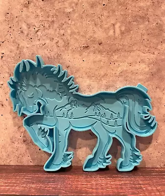 XL Silicone Horse Mold With Mountain Forest Tree For DIY Craft Resin Coaster • $11.95