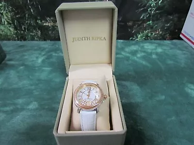 WHITE/Gold Judith Ripka Odyssey Floating Heart Diamonique Charm Watch • $89.99