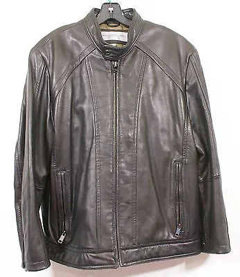 $500 Marc New York By Andrew Marc GENUINE Leather Jacket Moto Biker Black SZ L  • $145
