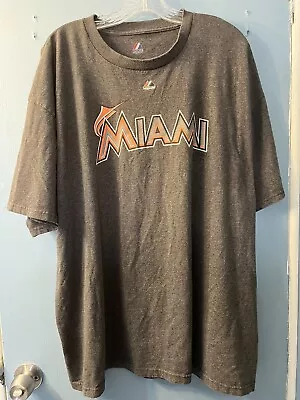 Men's Majestic Branded Charcoal Miami Marlins Team Lockup T-Shirt • $10
