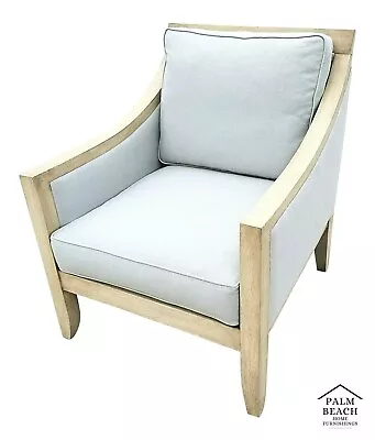 Mid Century Modern Palecek Linen Lounge Club Captains Chair Armchair • $695