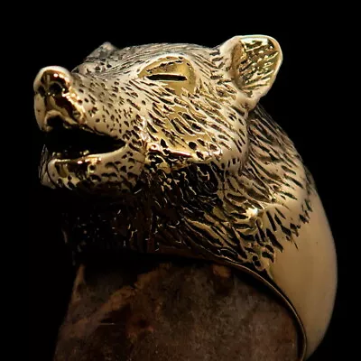 $21.60 • Buy Stunning Mens Brass Costume Ring Howling Wolf Size 10