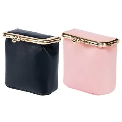 $13.27 • Buy Leather Coin Purse Kiss Lock Change Purse Solid Color Vintage Trinkets Pouch