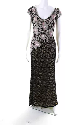 Naeem Khan Women's V-Neck Beaded V-Neck Sleeveless Lace Gown Black Size 6 • $299.99