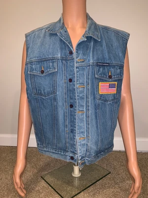 £17.70 • Buy Northpeak Blue Jean Vest Medium 100% Cotton American Flag Logo Men’s