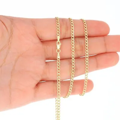 10K Yellow Gold 2mm-7.5mm Curb Cuban Chain Link Necklace Or Bracelet 7 -30  • $93.98