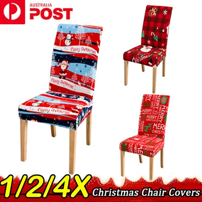 Christmas Stretch Dining Chair Covers Banquet Party Chair Slipcovers Xmas Decor • $10.37