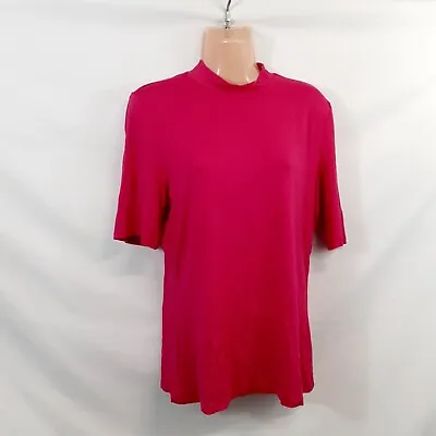 Bellatrix Top Blouse Shirt Women Size 1X/L Fuchsia Mock Neck Fitted Short/S • $21.23