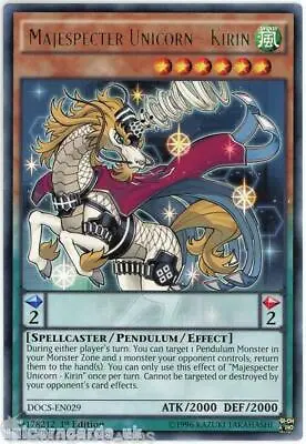 DOCS-EN029 Majespecter Unicorn - Kirin Rare 1st Edition Mint YuGiOh Card • £3.19