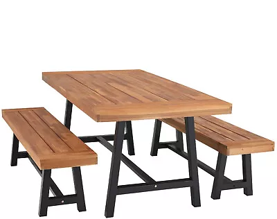 Outdoor Table Bench Set Wooden Patio Dining Tables Chair Garden Furniture Teak • $492.99