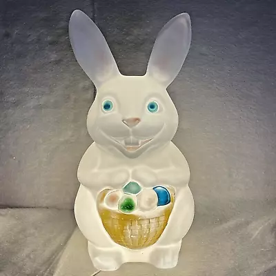 Vintage 23” Empire Easter Bunny Blow Mold Rabbit Eggs Basket Faded Foot Dented • $22.48