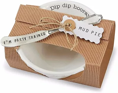 NEW Mud Pie MudPie DIP DIP HOORAY Bowl W/Spreader Knife Set NWT - B6 • $12.95