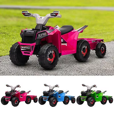 Electric Quad Bike 6V Kids Ride On ATV W/ Back Trailer For 18-36 Months • £46.99