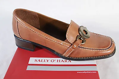 Sally O'hara Ladies Slippers Ballerina Court Shoes Braun Leather New • £49.10