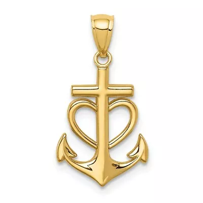 14k 14kt Yellow Gold Anchor With Heart Pendant • $113