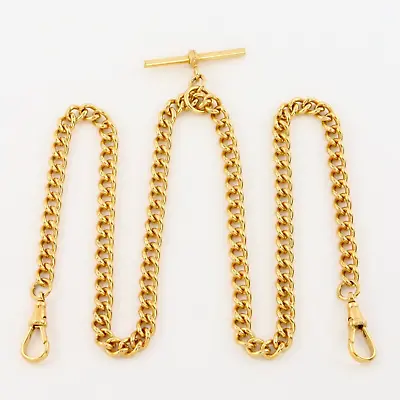 Vintage 9Ct Gold 40.9g Curb Link Albert Pocket Watch Chain With T-bar 21'' • £1835