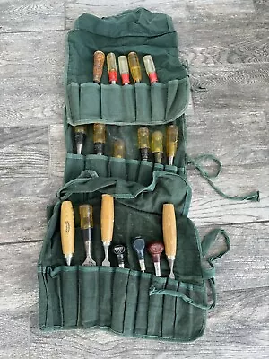 Estate Lot Of 15 Wood Chisels And 3 Awls - Stanley Handyman Marples And More • $99.99