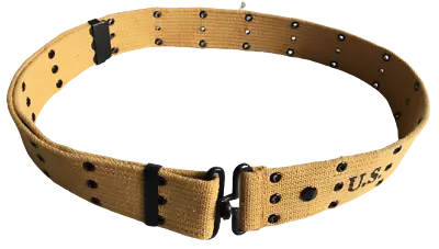 Original Reproduction WWII M1936 Webbing Canvas Pistol Belt Khaki Marked U.S • $24.69