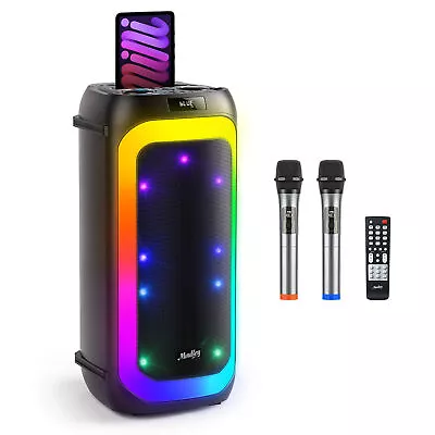 Moukey 360W Karaoke Singing Machine Bluetooth Speaker Party DJ Disco Lights • $95