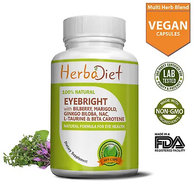 Eye Complex Health Eyebright Bilberry Marigold Taurine Beta Carotene Capsules • $54.12