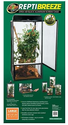 Zoo Med ReptiBreeze Open Air Black Aluminum Screen Cage Reptile (Large ) • $116.91