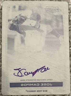 2012 Bowman Chrome Jose Campos MLB Autograph Card Printing Plate 1/1 NY Yankees • $39.99