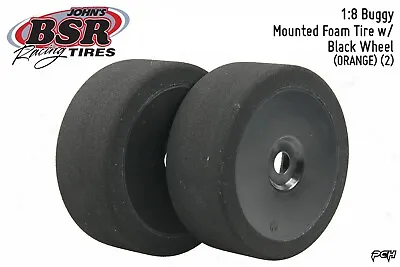 JOHN'S BSR 1:8 Buggy Dirt Oval Foam Tires W/ Black Wheel (2) (ORANGE) C8023-B • $37.99